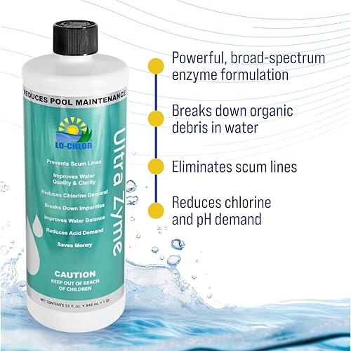 Lo-Chlor Ultra Zyme - Pool Enzyme Treatment - Eliminates Scum Lines & Reduces Chlorine Demand (32 Oz)