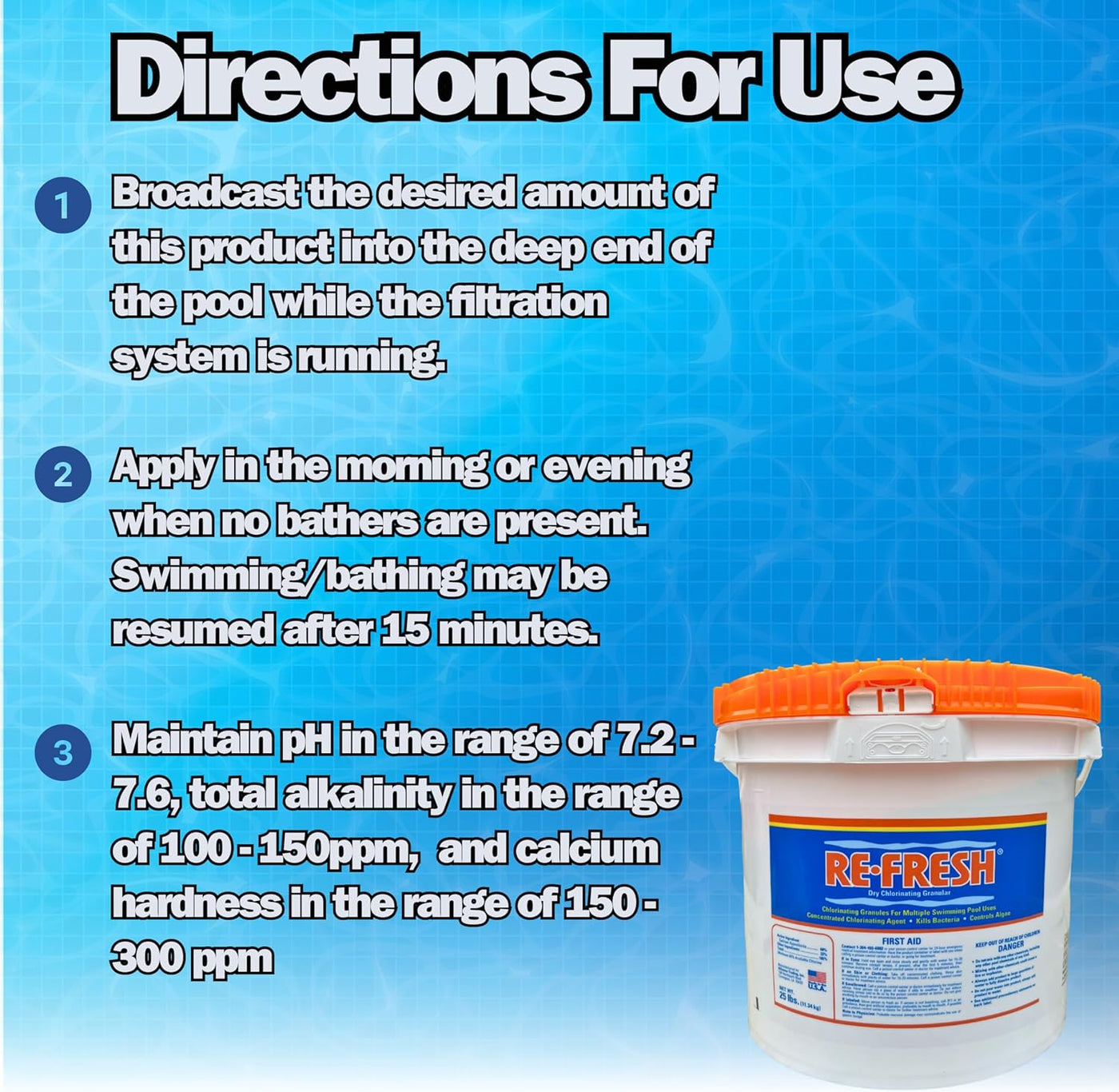 Refresh 68% Calcium Hypochlorite Granular Chlorine, 25 lb