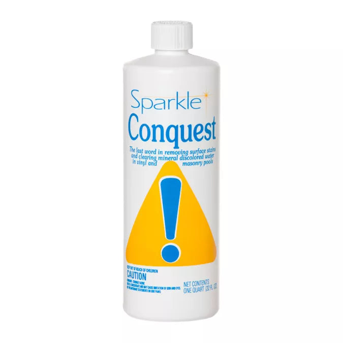 Sparkle Conquest Stain Remover & Sequestering Agent for Plastered & Vinyl Swimming Pools - 20,000 Gallons Per Bottle - 3070