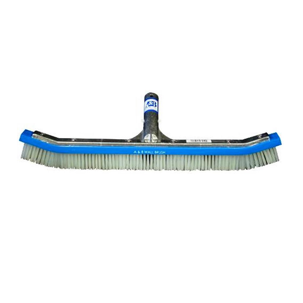 A&B 3010 18" Standard Curved Wall Brush with White PVC Bristles