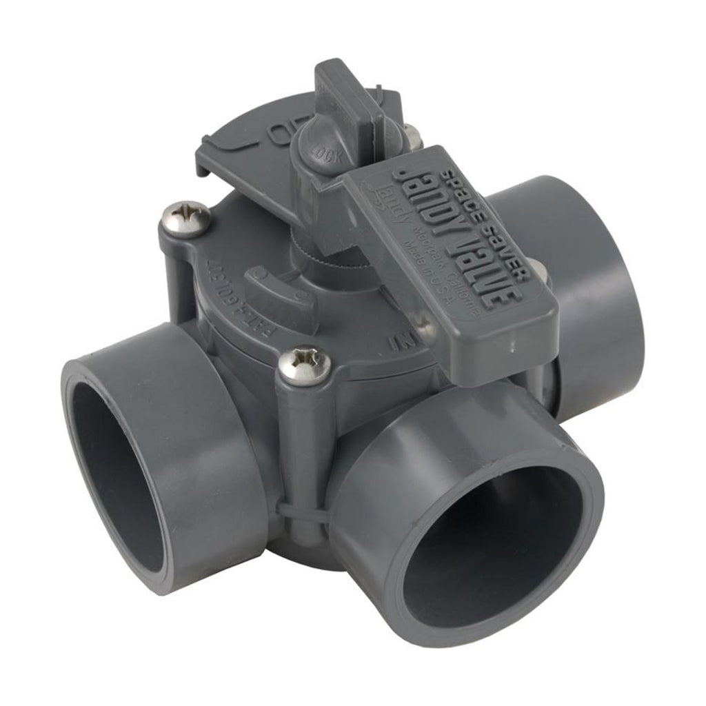 Jandy 3406 Space Saver 3 Port 1-1/2 to 2-Inch Positive Seal Pool/Spa Valve, Gray