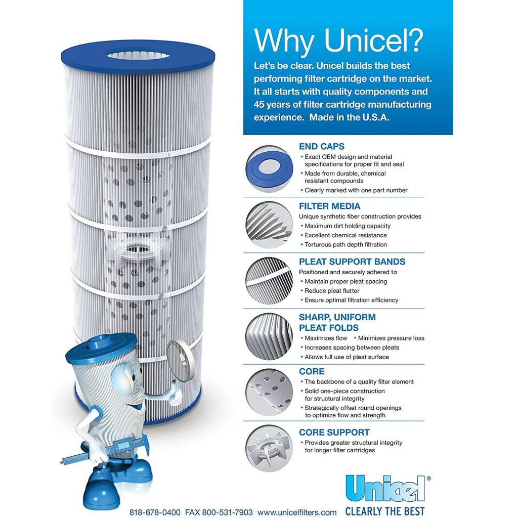 Unicel C-8412 120 Sq. Ft. Swimming Pool & Spa Replacement Filter Cartridge for Hayward Star-Clear C1200 | CX1200RE | Waterway Pro Clean 125 | Waterway Clearwater II 125